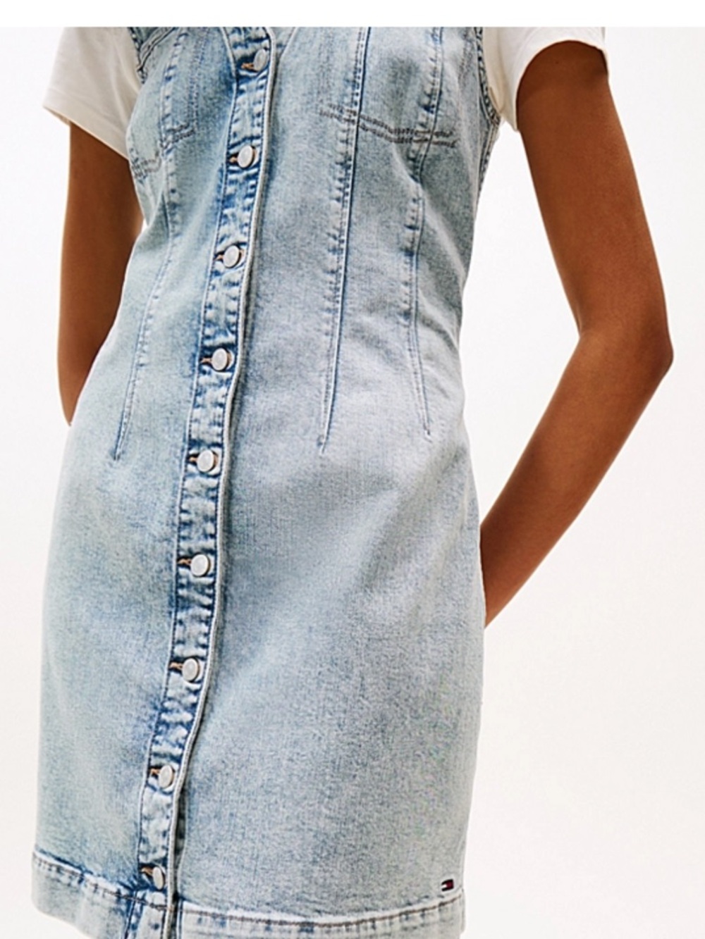 NWT Tommy Hilfiger Denim Mini Dress V-Neck Button Front Y2K Size S